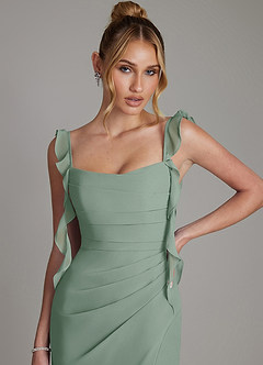 Azazie Jessamine Bridesmaid Dresses Silver Sage Mermaid Corset Chiffon Dress image3
