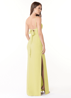 Azazie Mai Bridesmaid Dresses Lemon Sorbet Sheath Pleated Chiffon Dress image4