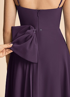 Azazie Bear Junior Plum A-Line Pleated Chiffon Dress image6