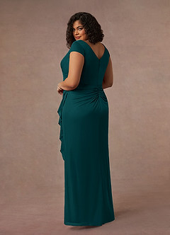 Azazie Roya Mother of the Bride Dresses Peacock Mermaid V-Neck Pleated Mesh Dress image9