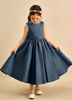 Azazie Doodle Flower Girl Klänningar Klä Balklänning i Matt satäng Rosett image4