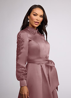 Azazie Ruth Kleider für die Brautmutter A-Linie Spitze Matte Satin Kleid Altrosa image3