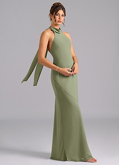 Azazie Velli Bridesmaid Dresses Pistachio Mermaid Bow Chiffon Dress image3