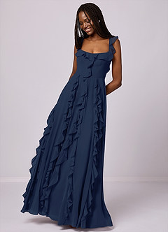 Barbie ♥ Azazie Bridesmaid Dresses Dark Navy A-Line with Pockets Chiffon Dress image5