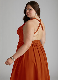 Azazie Ashia Bridesmaid Dresses Paprika A-Line Pleated Chiffon Dress image8
