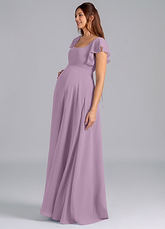 Azazie Bondi Maternity Bridesmaid Dresses A-Line Ruched Chiffon Floor-Length Dress image4