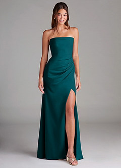 Azazie Leonis Bridesmaid Dresses Peacock Sheath Strapless Stretch Crepe Convertible Dress image1