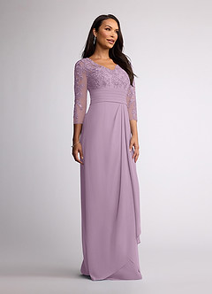 Azazie Joan Mother of the Bride Dresses Wisteria Sheath V-Neck Lace Chiffon Dress image2