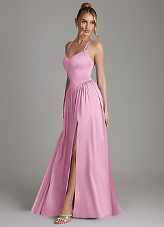 Azazie Francis Brautjungfernkleider A-Linie Korsett Stretch-Satin Kleid Bonbonrosa image6