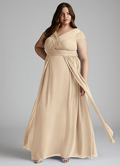 Azazie Organa Bridesmaid Dresses Champagne A-Line Pleated Chiffon Dress image7
