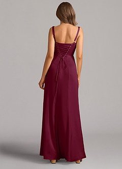 Azazie Amaris Final Sale Mulberry A-Line Corset Stretch Satin Dress image3