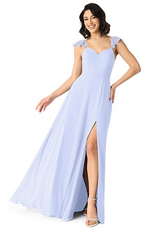 Azazie Everett Bridesmaid Dresses Lavender A-Line V-neck Ruched Chiffon Dress image1