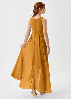 Azazie Lizette Junior Butterscotch A-Line Pleated Chiffon Dress image2