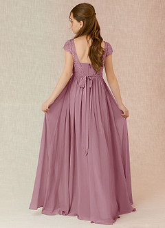 Azazie Silvermist Junior Vintage Mauve A-Line Pleated Chiffon Dress image2