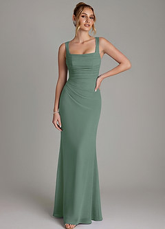 Azazie Agustina Brautjungfernkleider Meerjungfrau-Linie Korsett Chiffon Kleid Eukalyptus image1