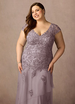 Azazie Romy Mother of the Bride Dresses Dusk Mermaid V-Neck Sequins Tulle Dress image11