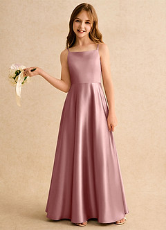 Azazie Joella Flower Girl Klänningar Klä A-Line i Stretch Satin Plisserad image2