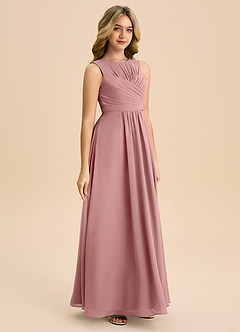 Azazie Skyla Junior Dusty Rose A-Line Pleated Chiffon Dress image4