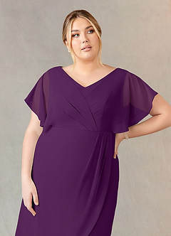 Azazie Julia Mother of the Bride Dresses Grape Sheath V-Neck Pleated Chiffon Dress image10