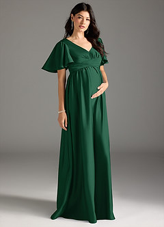 Azazie Verna Robes de demoiselle d'honneur de maternité Robe Trapèze Rayé Longueur ras du sol Satin extensible image5