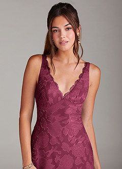 Azazie Tianna Robes de demoiselle d'honneur Robe Fourreau en Blumen-Burnout Dentelle Mûre image6