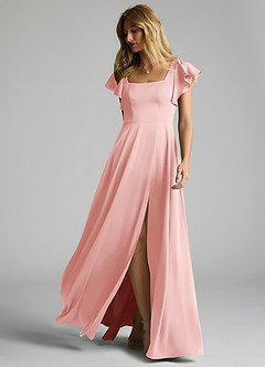 Azazie Bondi Bridesmaid Dresses Powder Pink A-Line Bow Stretch Satin Dress image6