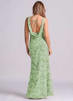 Azazie Rylina Bridesmaid Dresses Green Fern Floral Mermaid Pleated Chiffon Dress image5