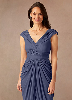 Azazie Lisolette Mother of the Bride Dresses Stormy Sheath Pleated Mesh Dress image6
