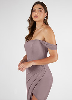 Azazie Kit Bridesmaid Dresses Dusk Mermaid Off the Shoulder Mesh Dress image5