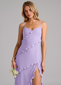 Azazie Nancie Bridesmaid Dresses Lilac Mermaid Ruched Chiffon Dress image7