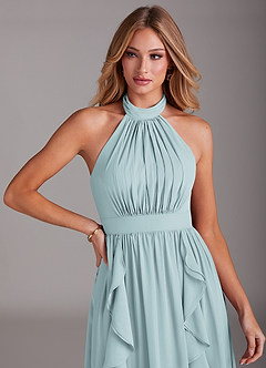 Azazie Avary Bridesmaid Dresses Mist A-Line Pleated Chiffon Dress image6