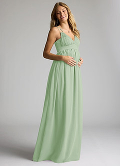 Azazie Emree Vestidos de dama de honra para maternidade Vestir Linha A Comprimento do chão Chiffon image2