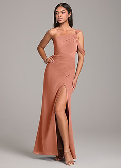 Azazie Wynter Bridesmaid Dresses MAI TAI Sheath Off the Shoulder Chiffon Dress image4