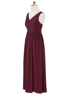 Azazie Kora Junior Cabernet A-Line Pleated Chiffon Dress image7