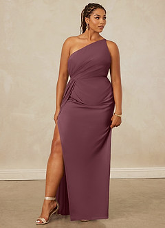 Christian Siriano Bridal for Azazie 1003 Bridesmaid Dresses Sangria Sheath One Shoulder Chiffon Dress image11