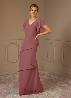 Azazie OHara Mother of the Bride Dresses Desert Rose A-Line V-Neck Chiffon Dress image4