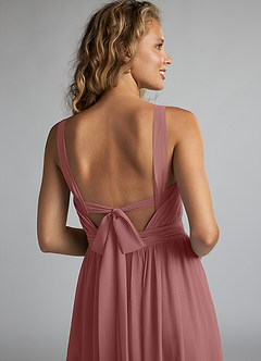 Azazie Aziza Bridesmaid Dresses Desert Rose A-Line V-Neck Pleated Chiffon Dress image6