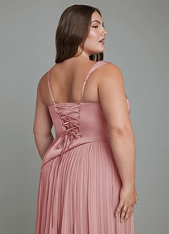 Azazie Stephanie Bridesmaid Dresses Dusty Rose A-Line Pleated Stretch Satin Dress image12