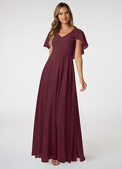 Azazie Jamie Vestidos de damas de honor Vestido de Cabernet de Gasa de Corte en A image1