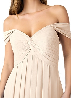 Azazie Kaitlynn Robes de demoiselle d'honneur Robe Empire Convertible en Mousseline de soie Gerafft Albâtre Blanc image5