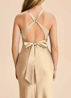 Azazie Hati Junior Champagne Mermaid Stretch Satin Dress image7