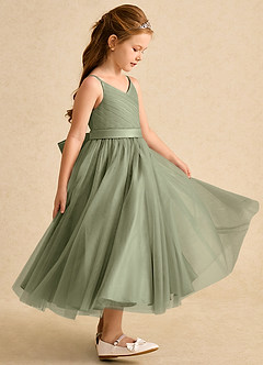 Azazie Patootie Flower Girl Dresses Pistachio A-Line Spaghetti Strap Tulle Dress image4
