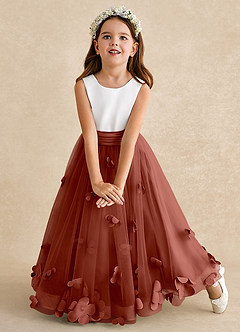 Azazie Vi Flower Girl Klänningar Klänning A-Line i Tyll Ärmlös image6