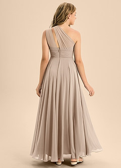 Azazie Charlize Junior Taupe A-Line Pleated Chiffon Dress image2