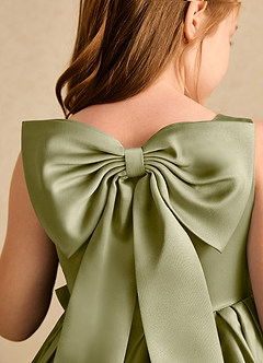 Azazie Jessie Flower Girl Dresses Moss Green A-Line Bow Matte Satin Dress image8