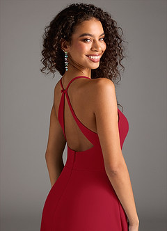Azazie Davis Bridesmaid Dresses Scarlet A-Line Pleated Stretch Crepe Dress image8