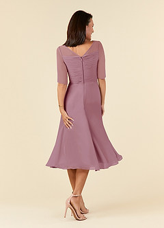 Azazie Naomi Mother of the Bride Dresses Vintage Mauve A-Line Boatneck Pleated Chiffon Dress image2
