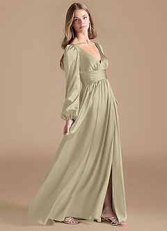 Azazie Norah Final Sale Auburn A-Line Metallic Satin Dress image3