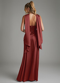 Azazie Gabriela Brautjungfernkleider A-Linie Korsett Stretch-Satin Kleid Terrakotta image2