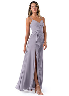 Azazie Emerald Bridesmaid Dresses Fog A-Line Ruffled Chiffon Dress image7